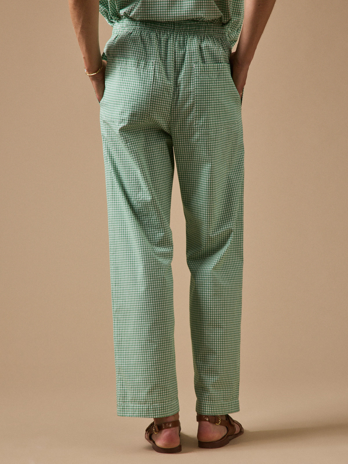 Women's mini check straight-leg Agathe trousers