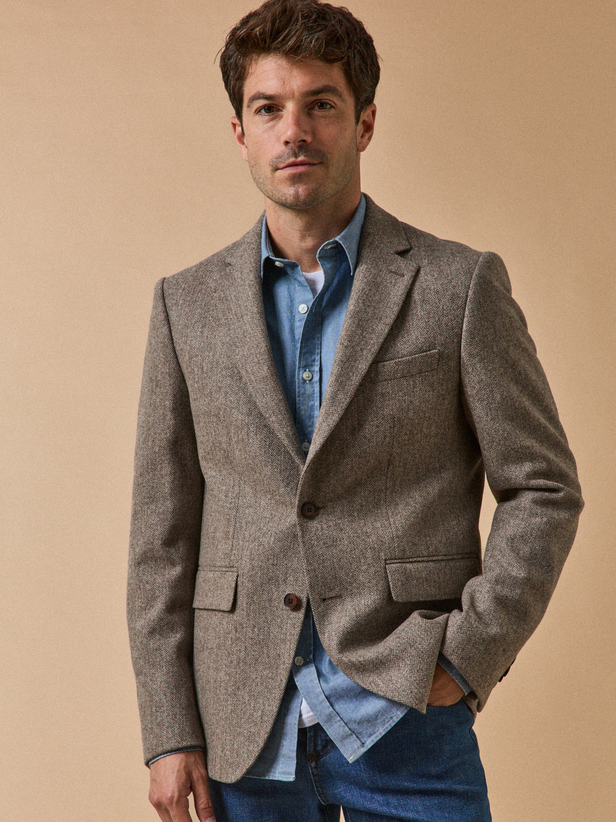 Blazer chevrons pure laine homme