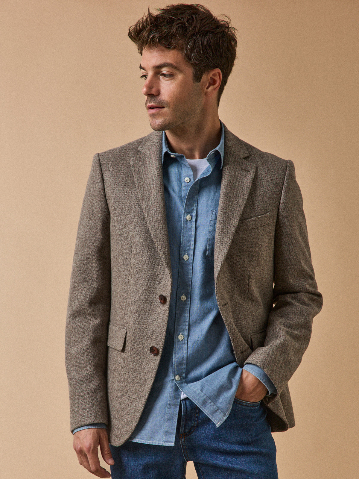 Blazer chevrons pure laine homme