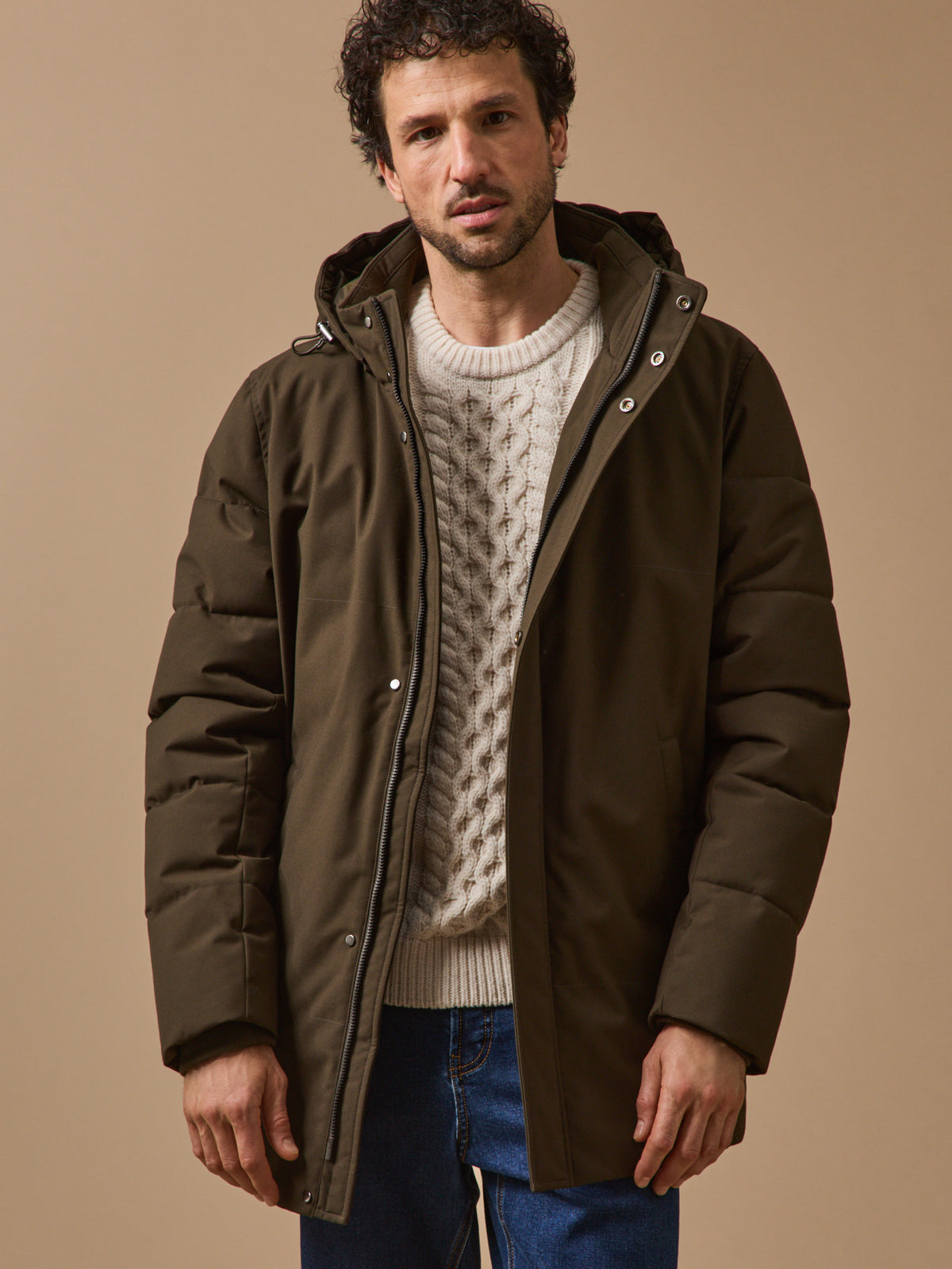 Men's parka with quilted lining