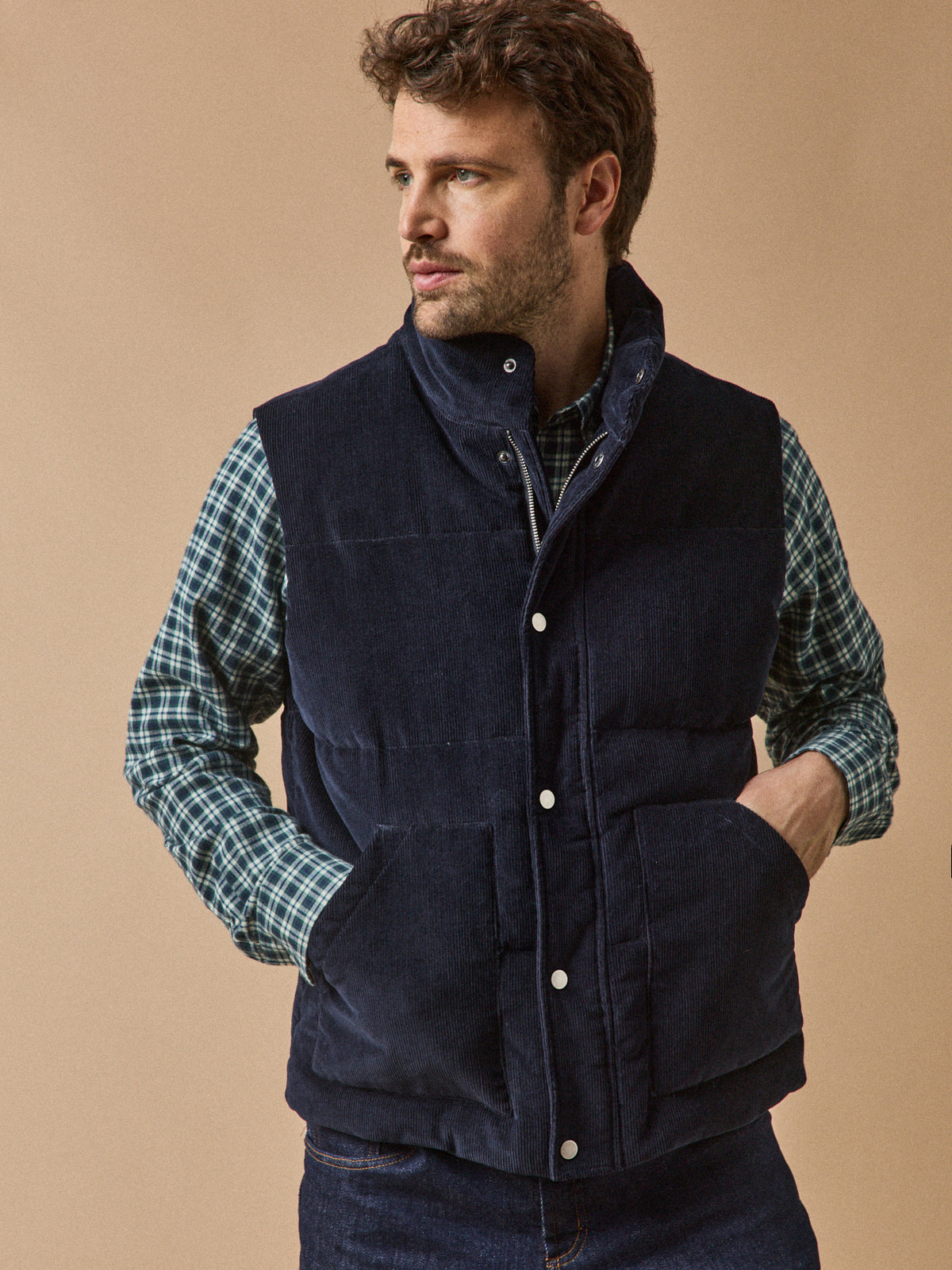 Veste matelassée sans manches velours homme