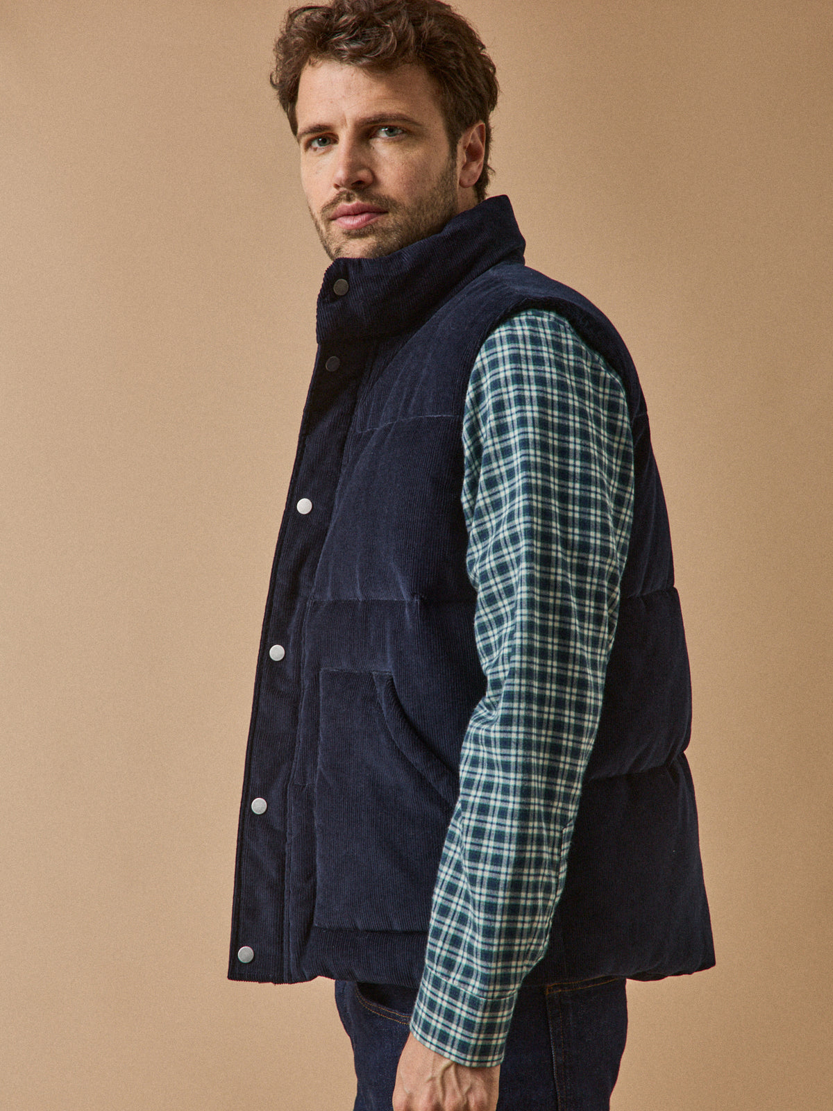 Veste matelassée sans manches velours homme