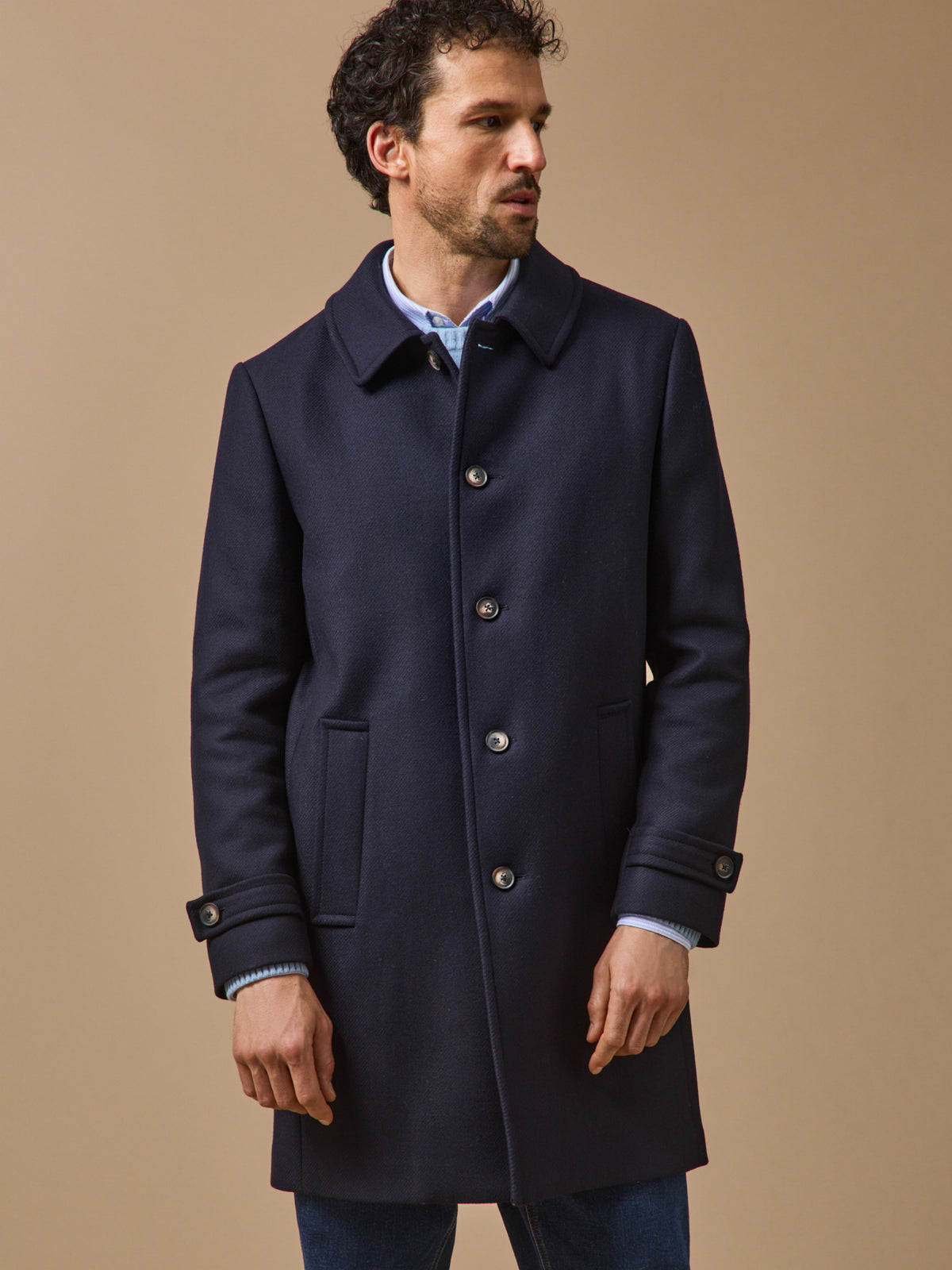 Men's woolen top coat