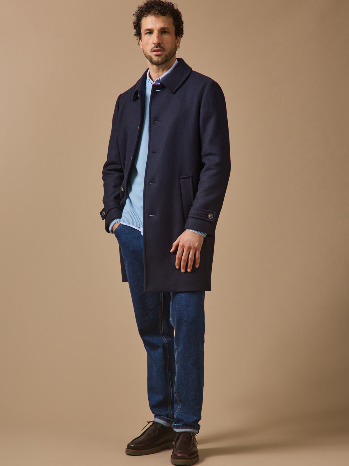 Men's woolen top coat