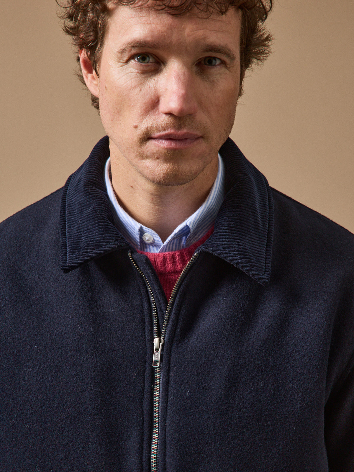 Men's warm woolen bomber jacket