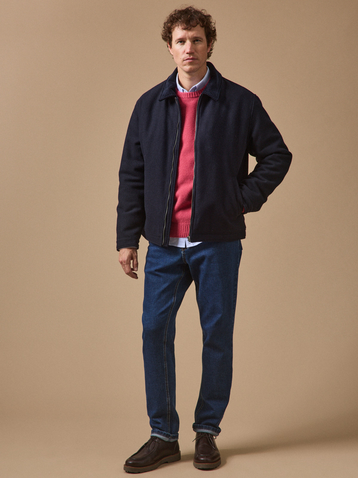 Men's warm woolen bomber jacket