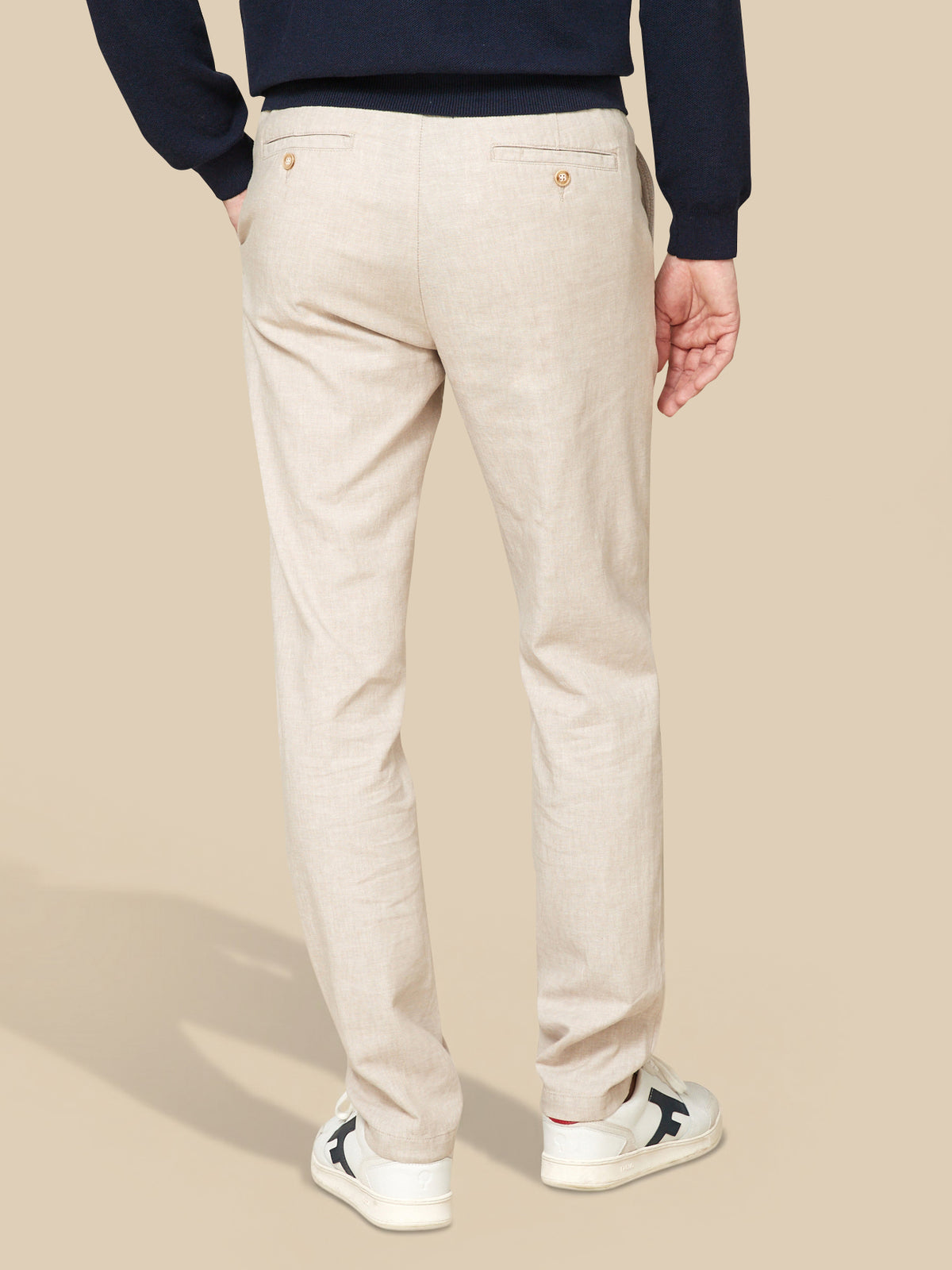 Pantalon taille élastiquée coton et lin homme