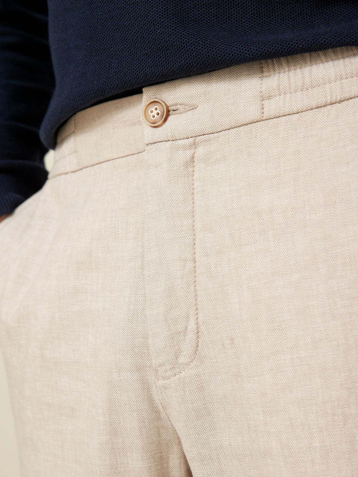 Pantalon taille élastiquée coton et lin homme