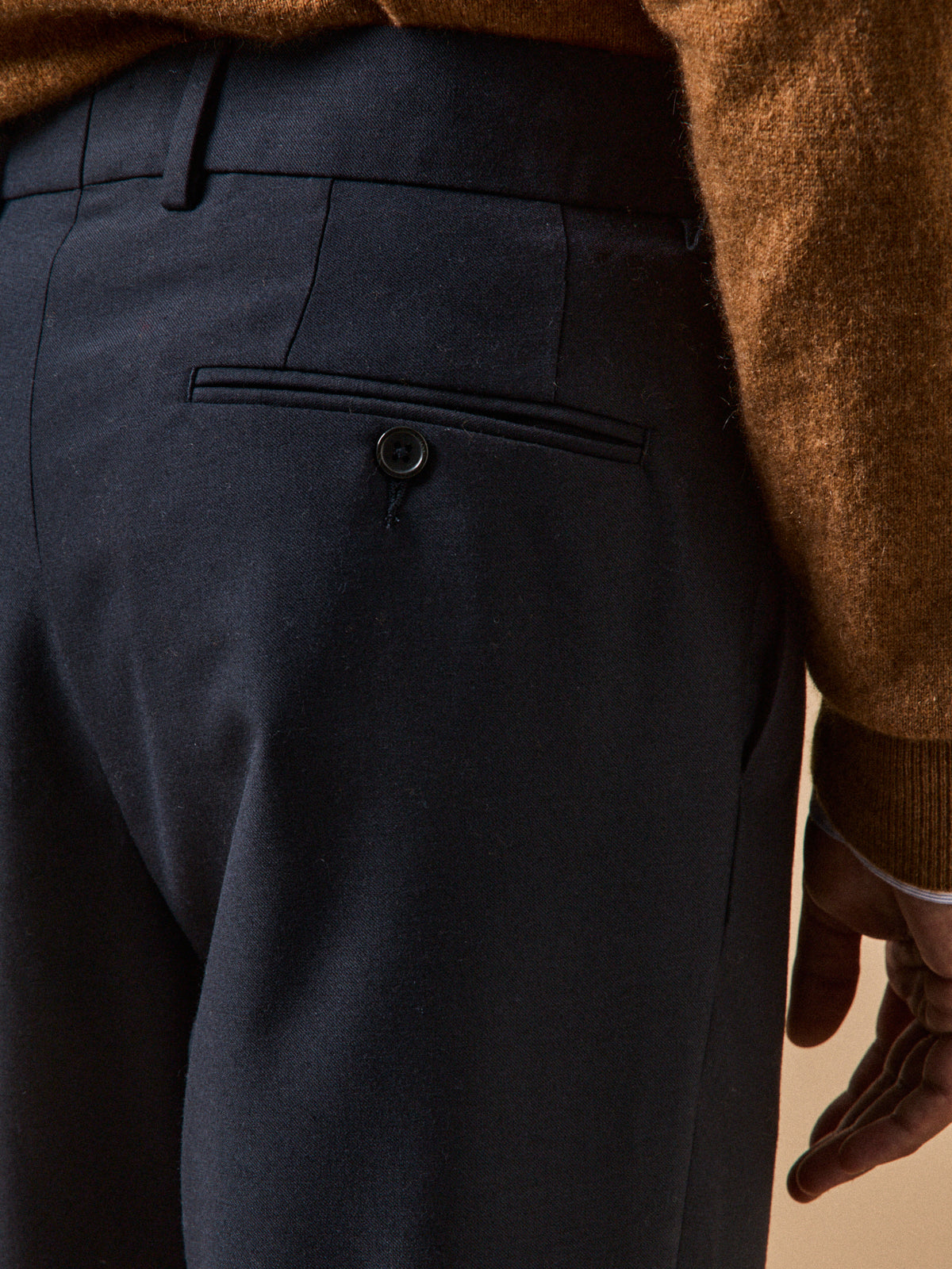 Men's plain pleated, woolen trousers