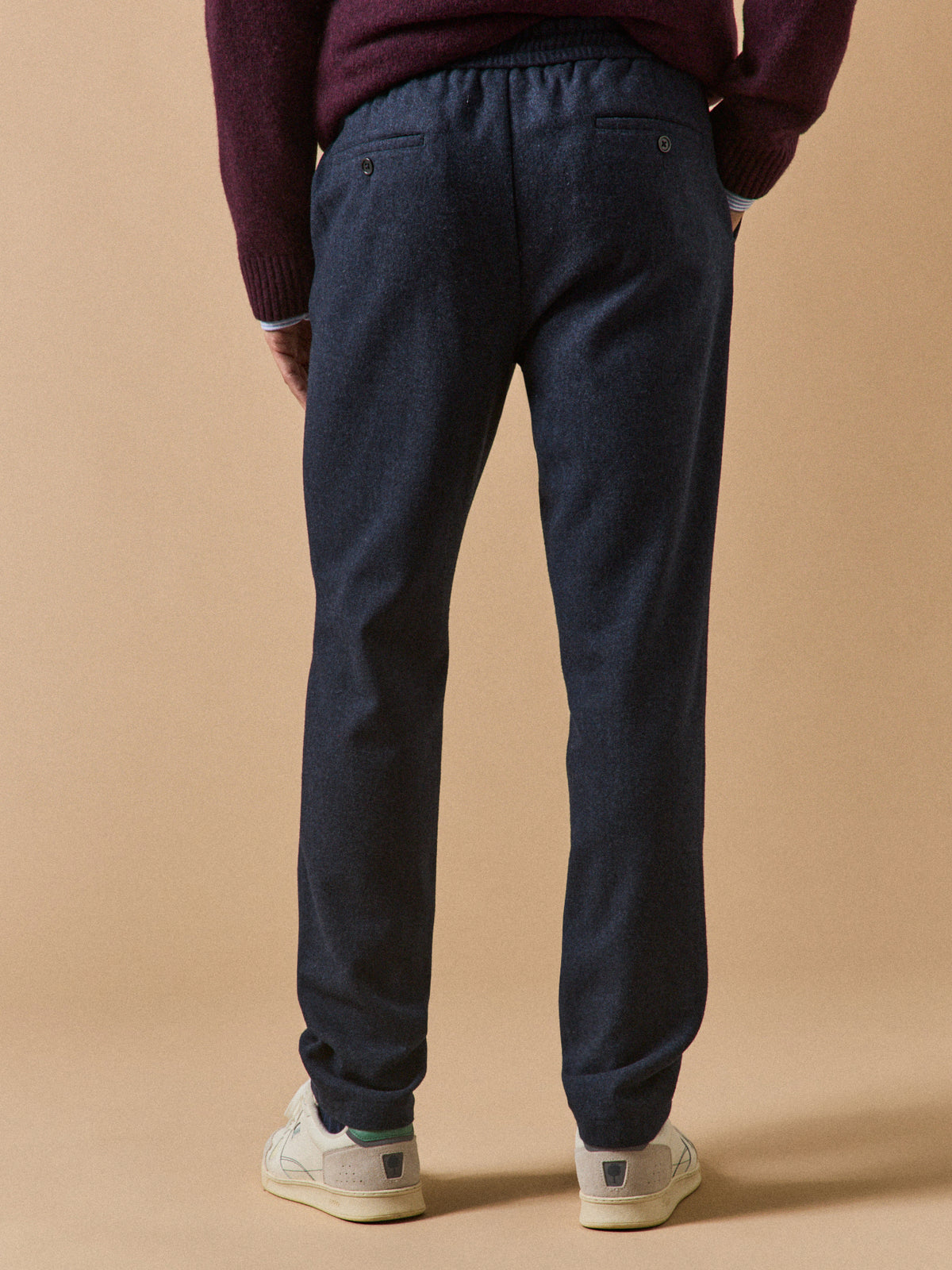 Men's woolen trousers with elastic waist