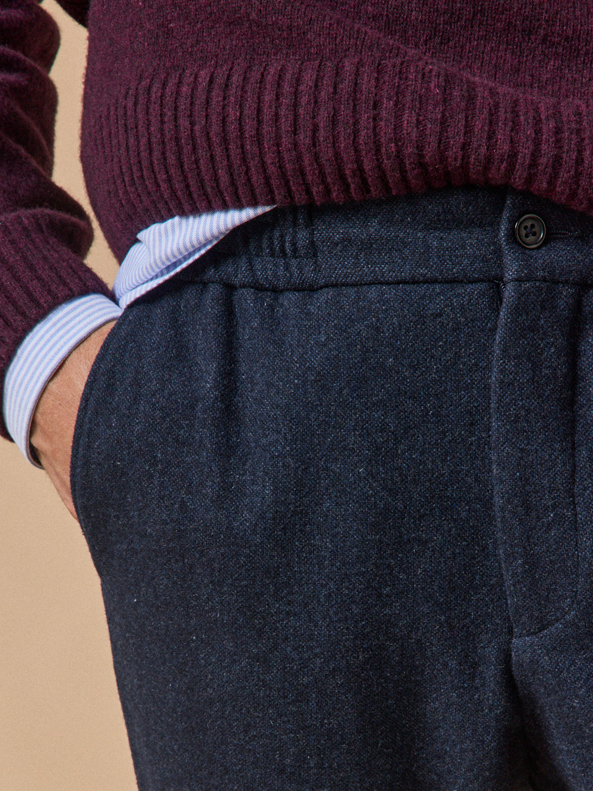 Men's woolen trousers with elastic waist