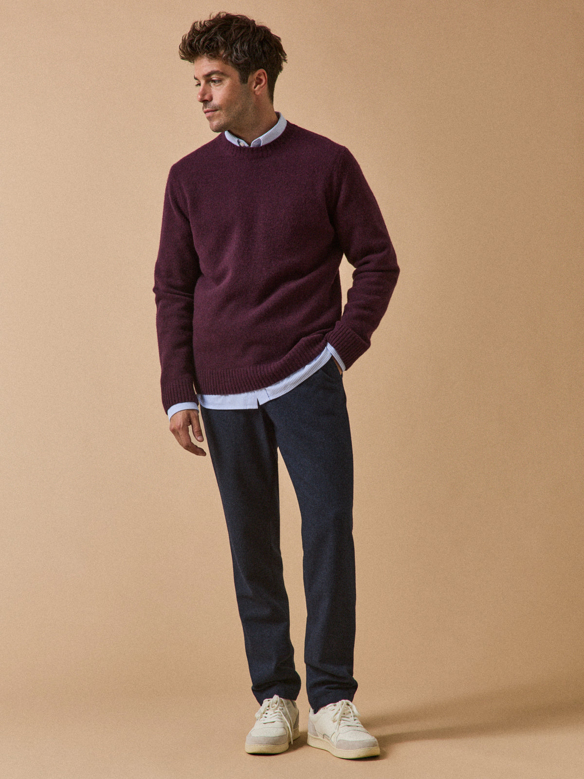 Men's woolen trousers with elastic waist