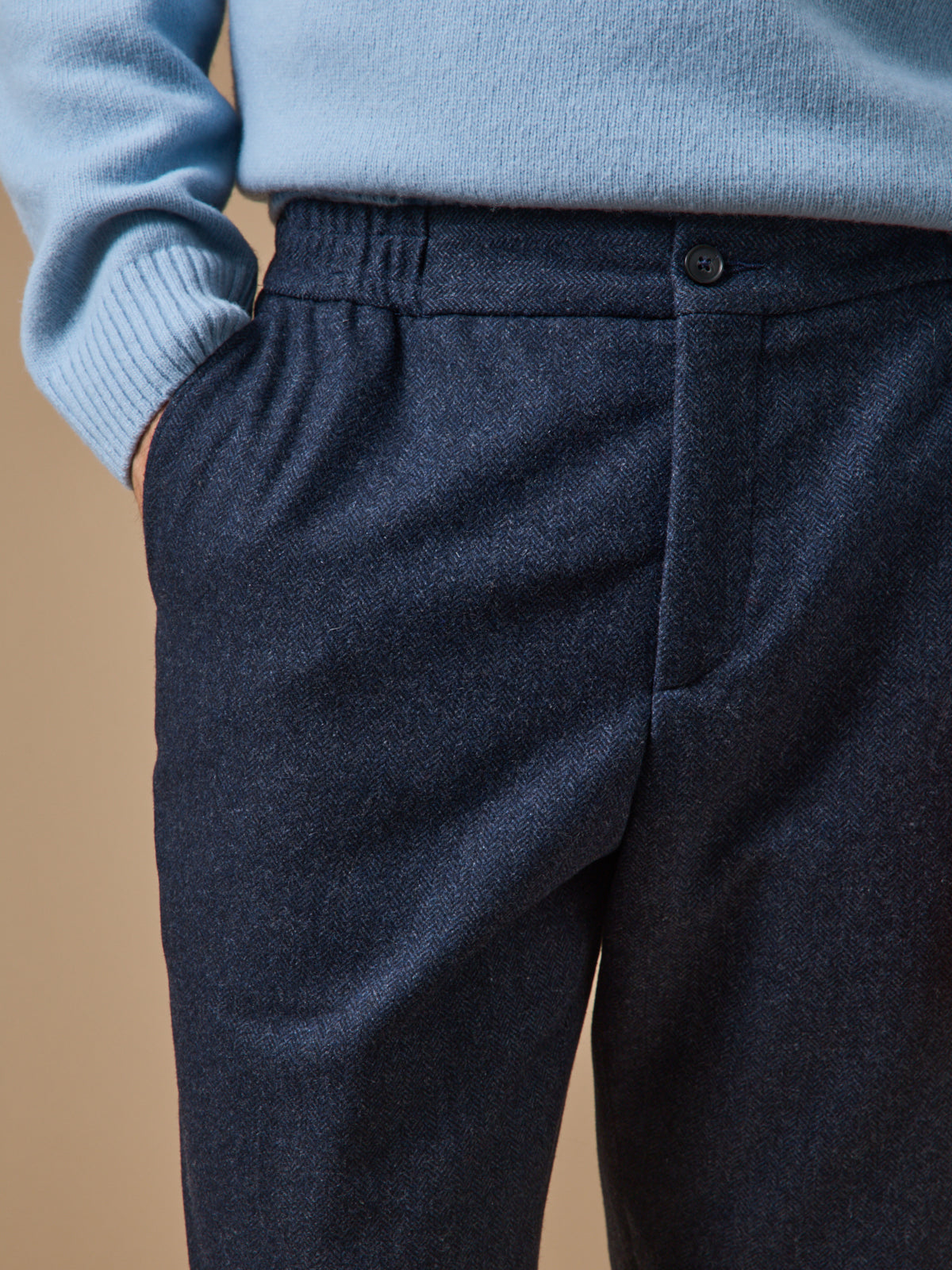 Pantalon taille élastiquée lainage homme