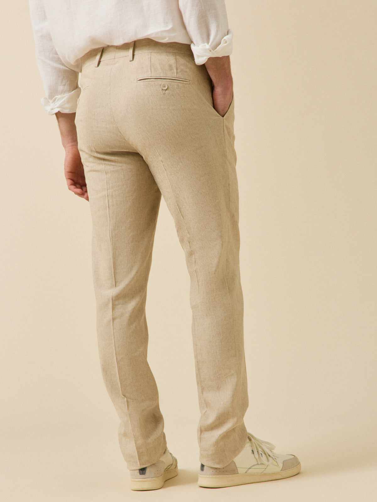 Men's linen-blend suit trousers