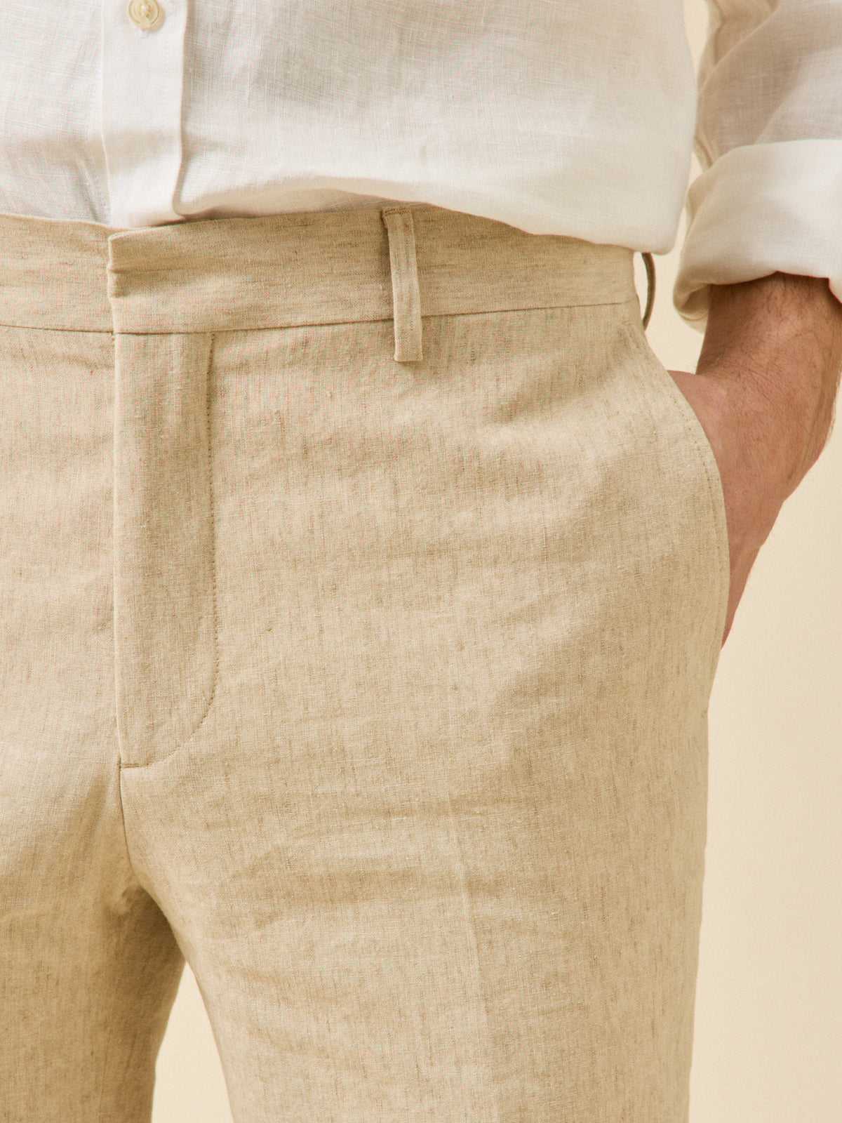 Men's linen-blend suit trousers