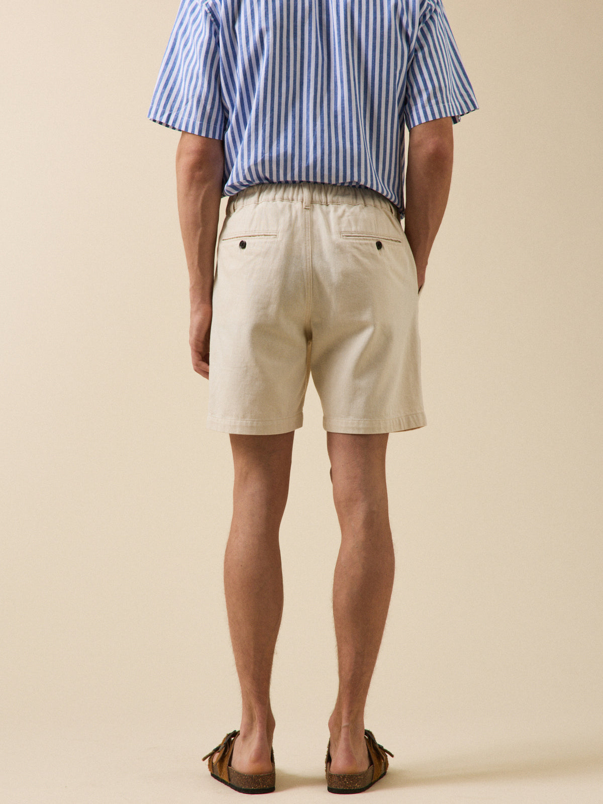 Men's twill Bermuda shorts with elastic waistband