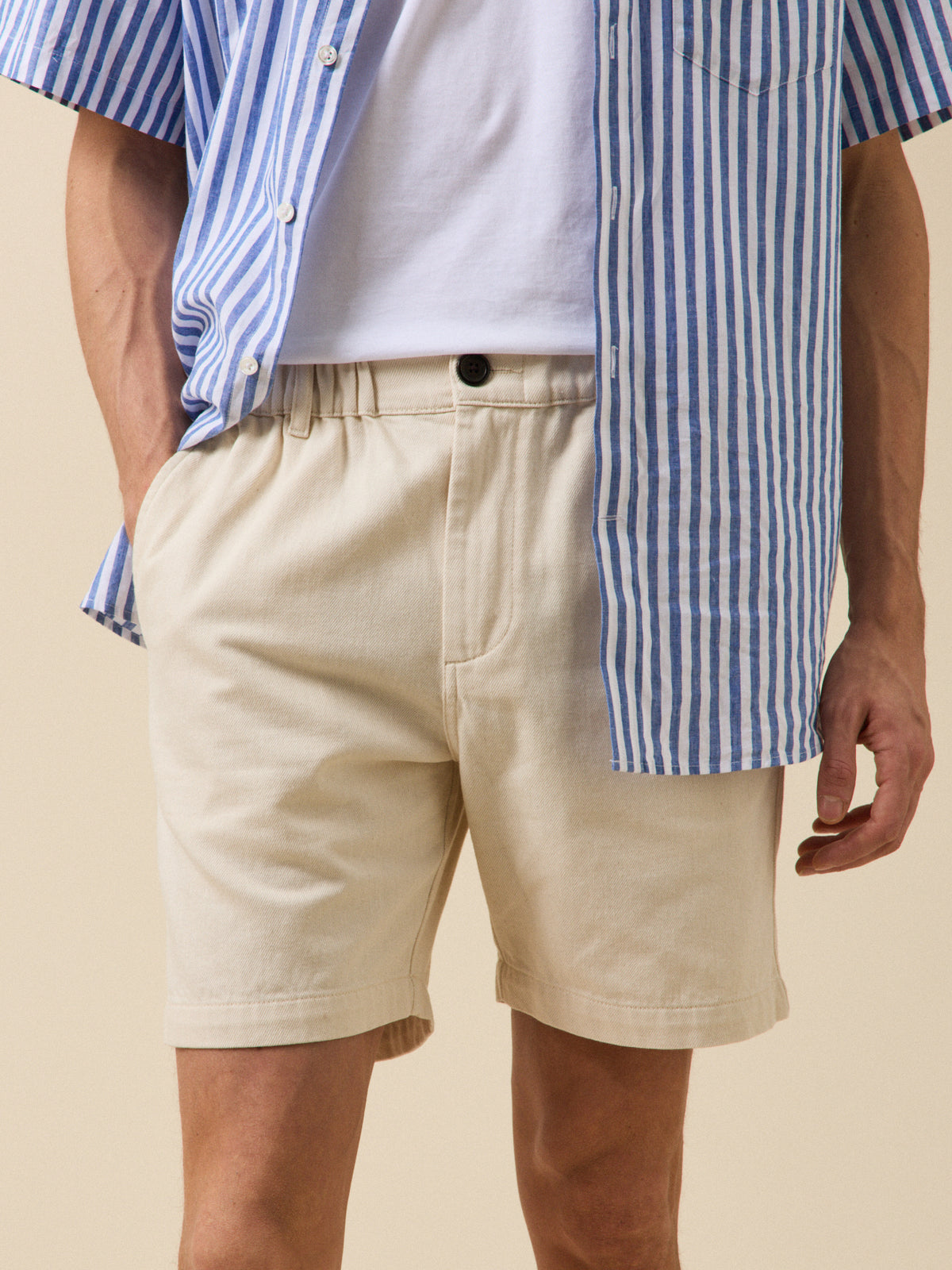 Men's twill Bermuda shorts with elastic waistband