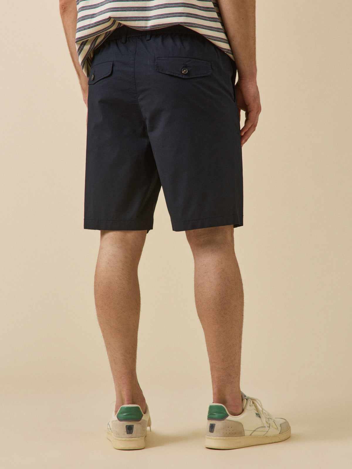 Men's crinkled poplin Bermuda shorts with elastic waistband
