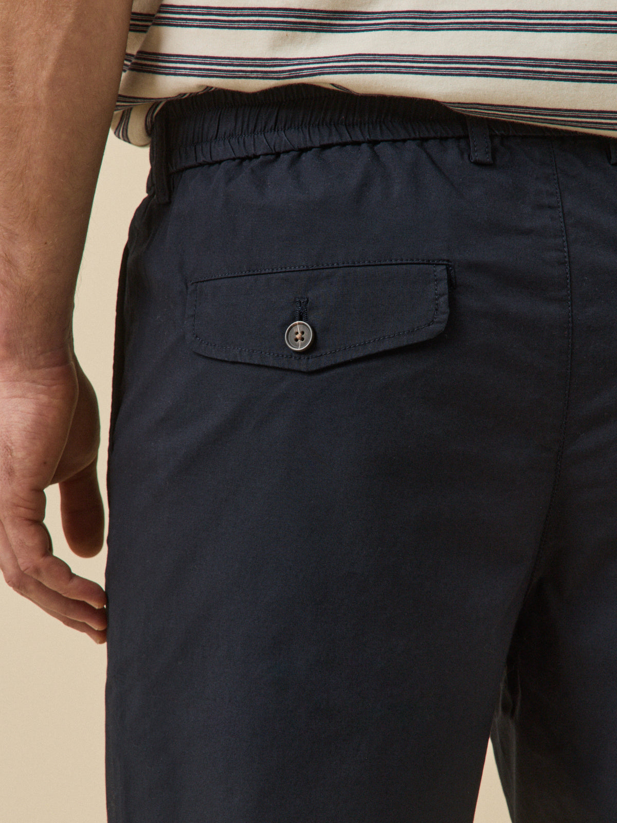 Men's crinkled poplin Bermuda shorts with elastic waistband