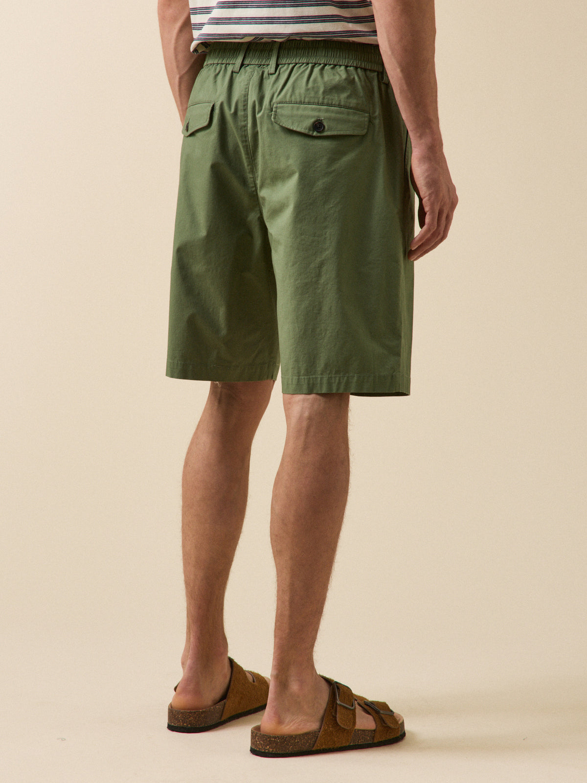 Men's crinkled poplin Bermuda shorts with elastic waistband