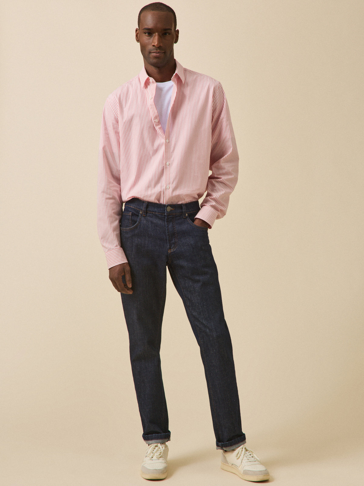 Men's striped shirt with contemporary fit