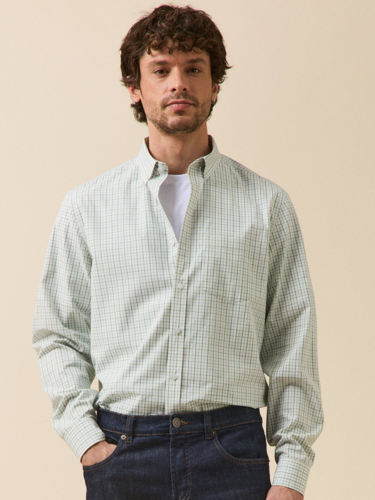 Chemise carreaux Tattersall homme coupe contemporaine