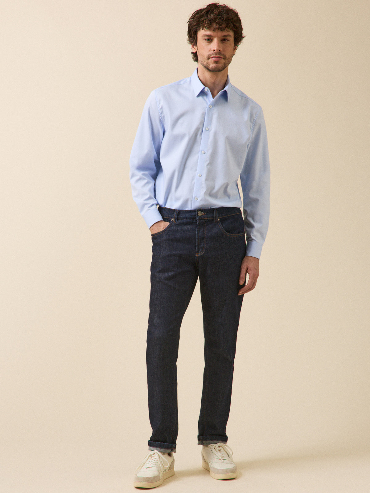 Chemise twill uni homme coupe contemporaine
