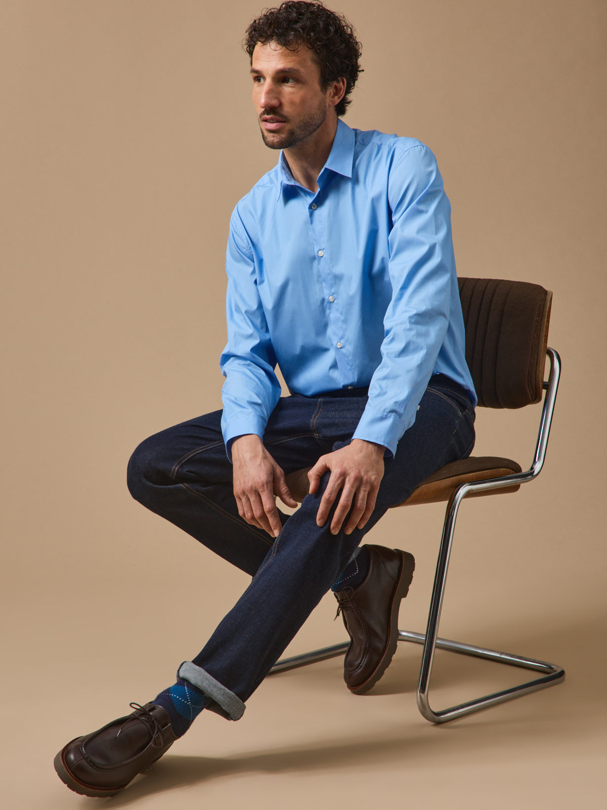 Chemise popeline unie homme - coupe contemporaine