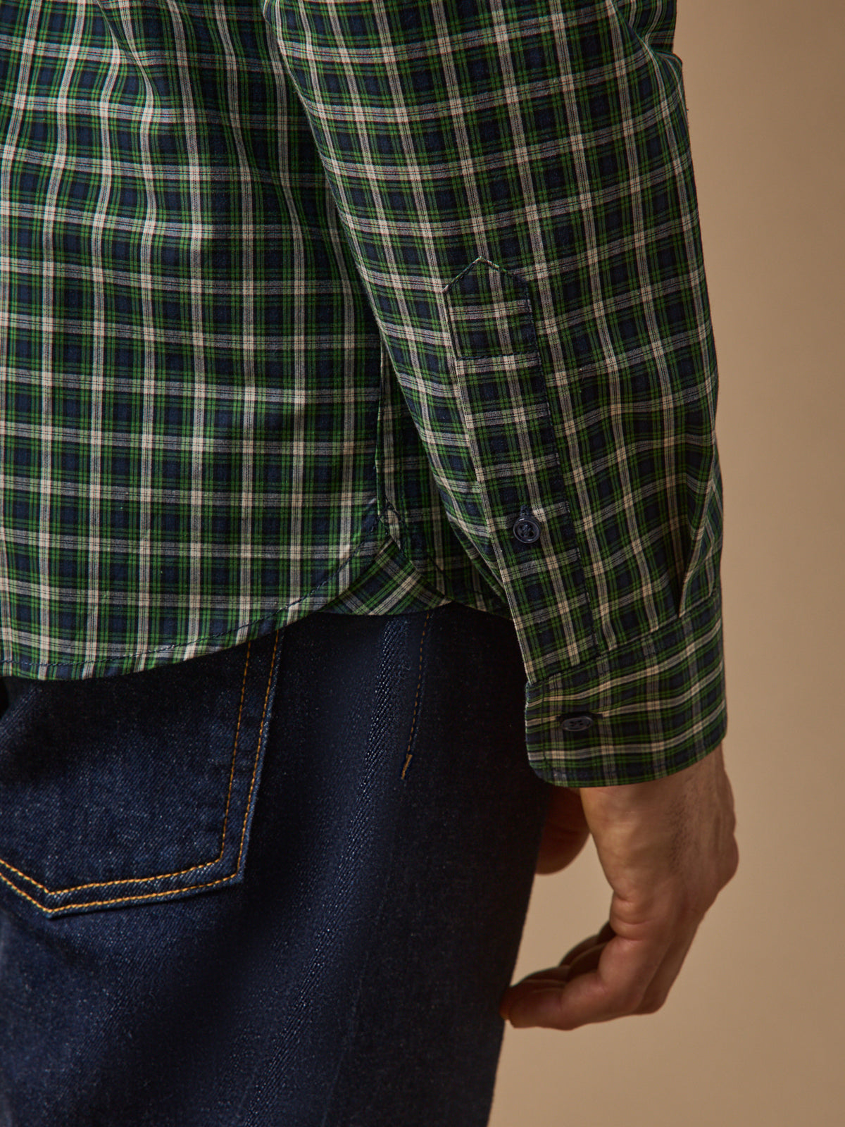 Men's checked poplin shirt - fitted