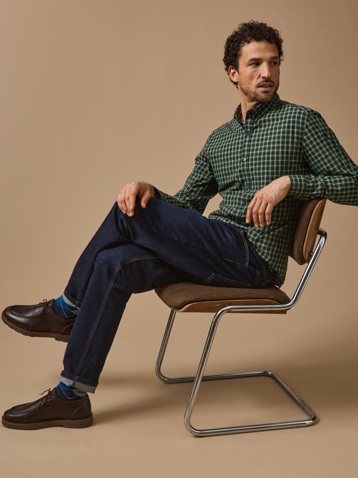 Men's checked poplin shirt - fitted
