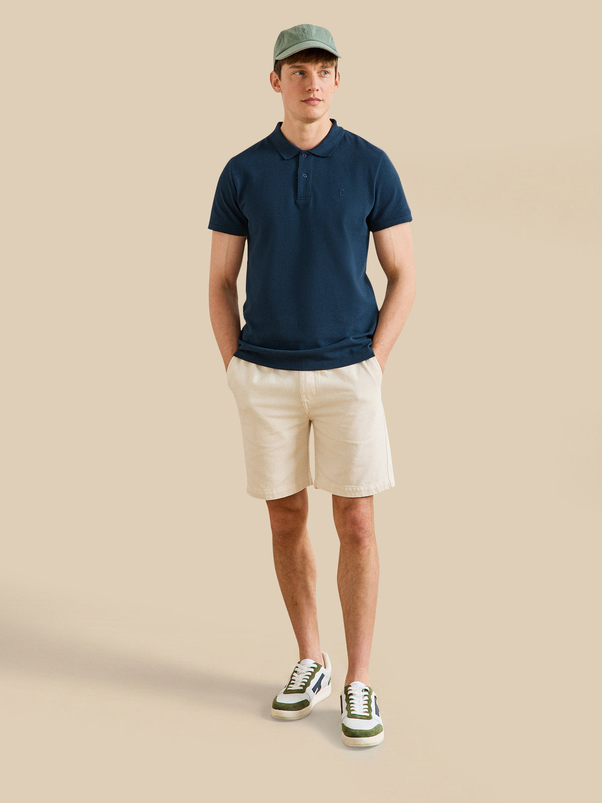 Men's plain piqué knit organic cotton polo shirt