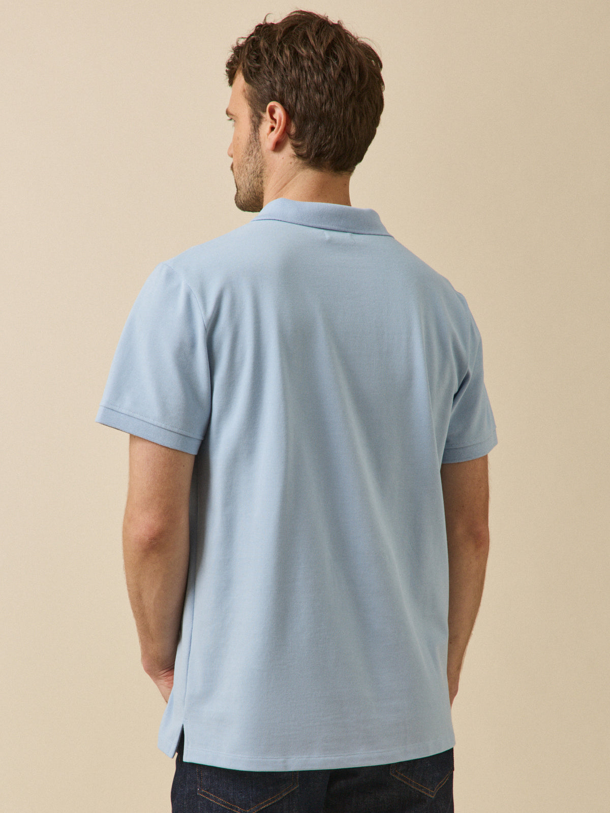 Men's plain piqué knit organic cotton polo shirt