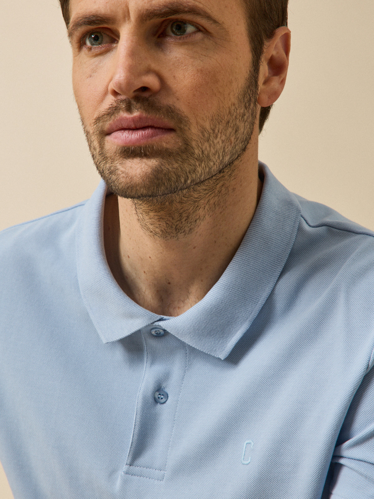Men's plain piqué knit organic cotton polo shirt
