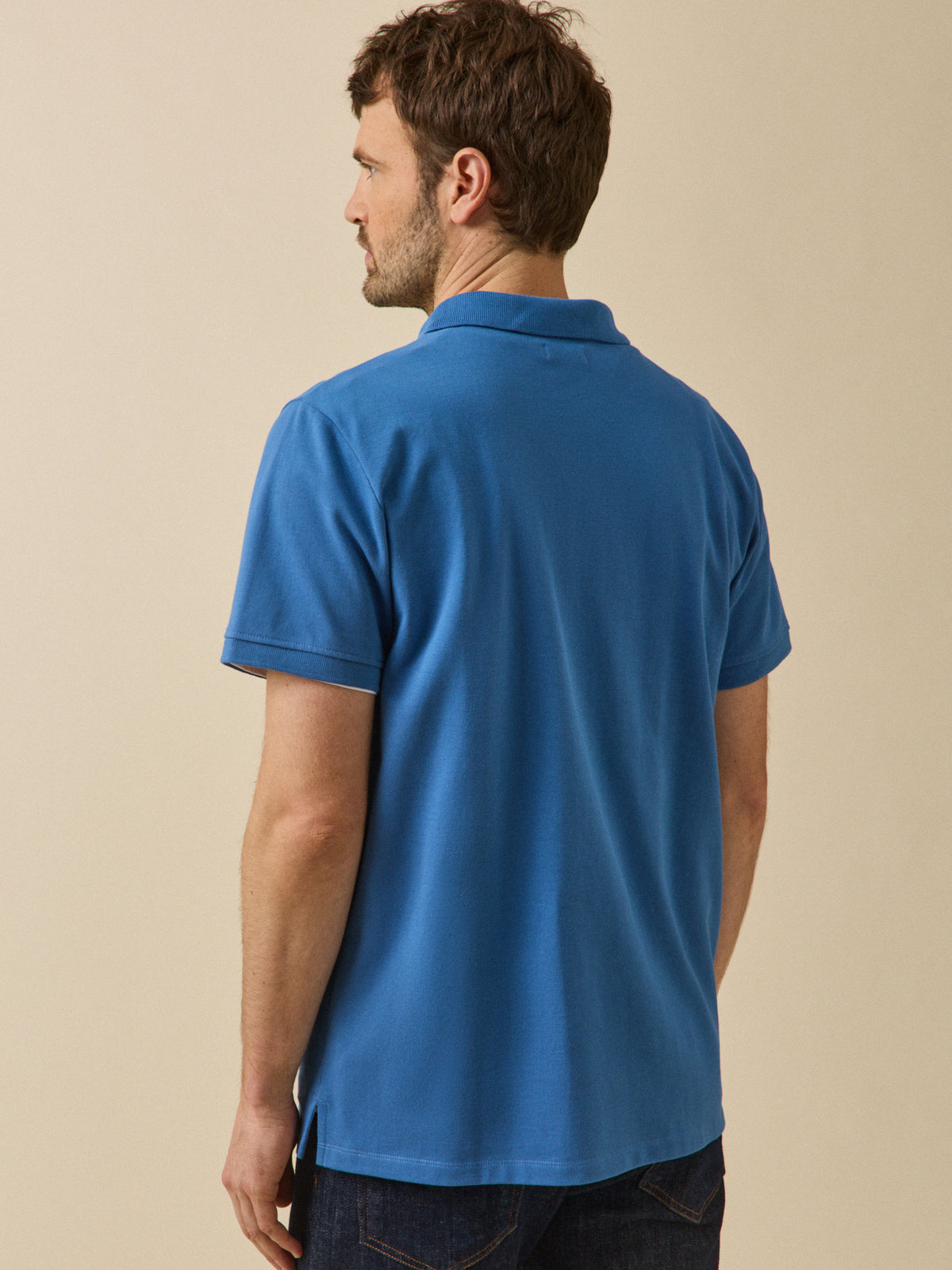 Men's plain piqué knit organic cotton polo shirt
