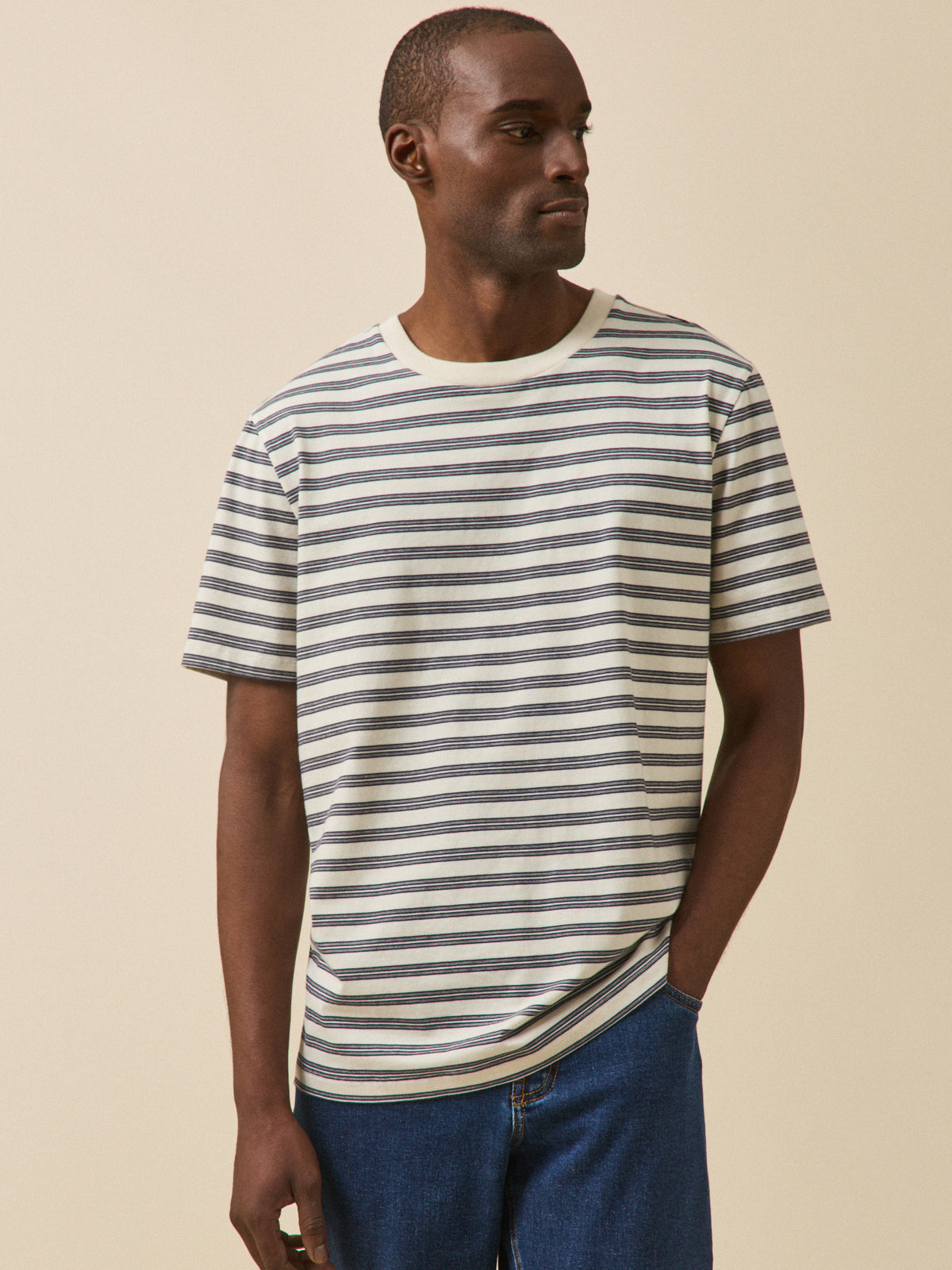 Men's striped organic cotton T-shirt