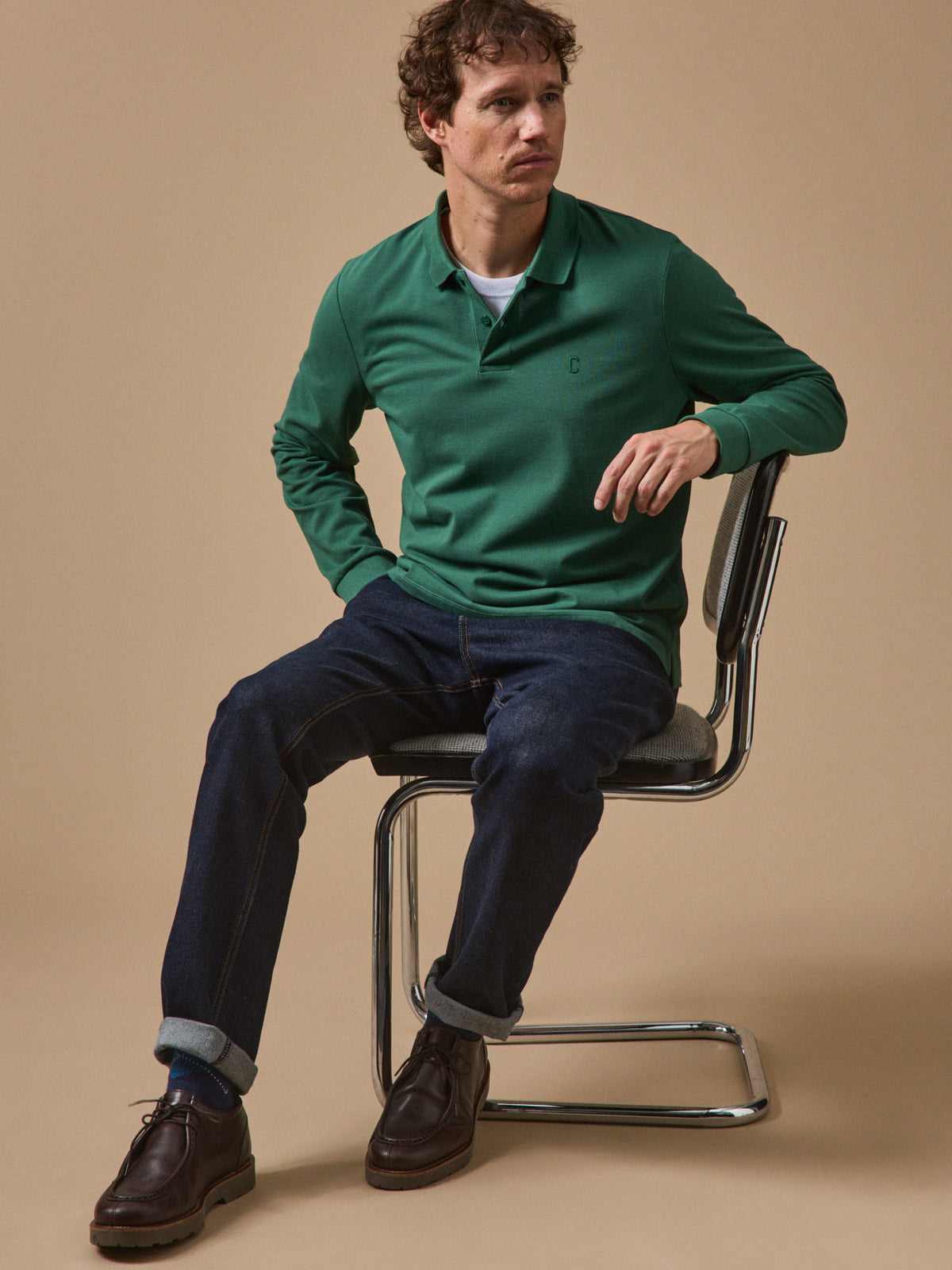 Men's piqué knit organic cotton polo shirt