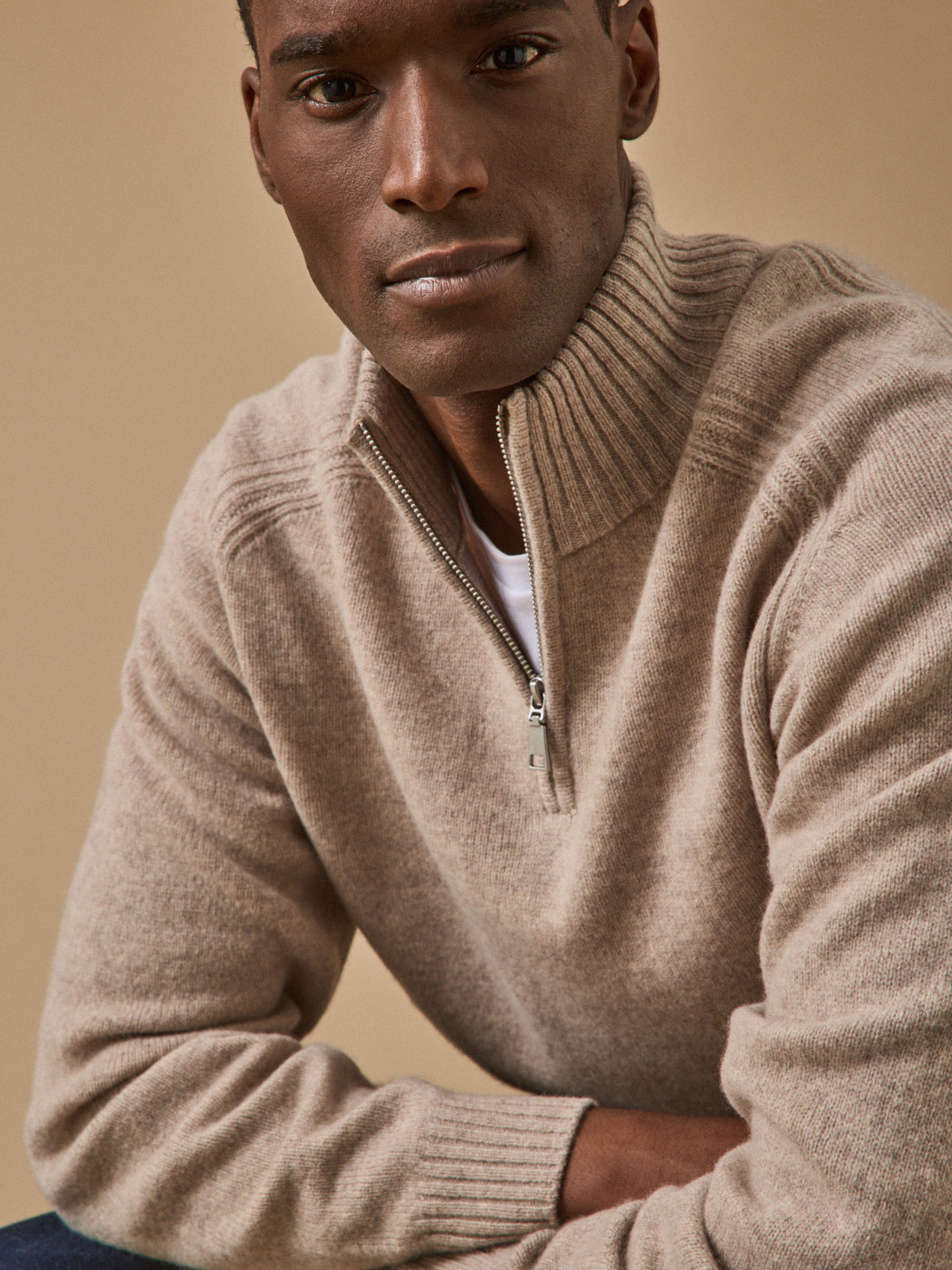 Men's zip sweater with high neck
