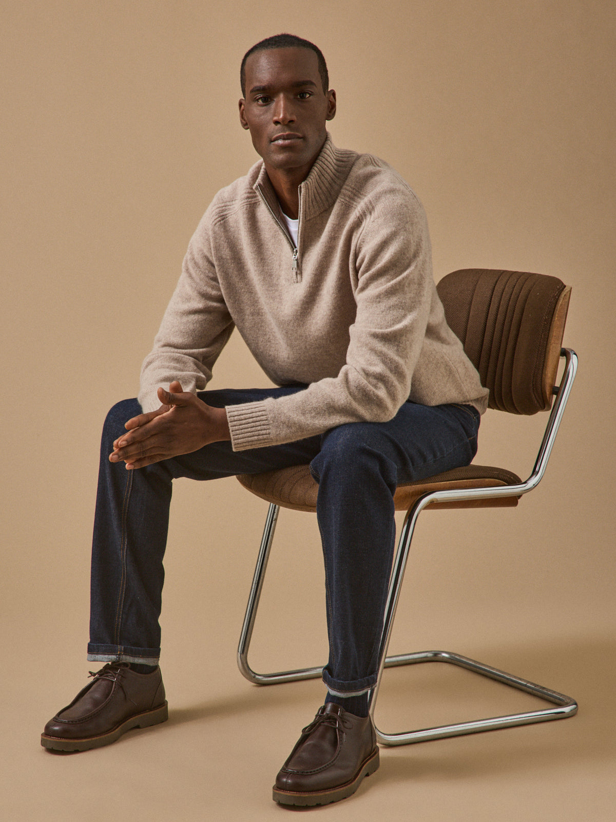 Men's zip sweater with high neck
