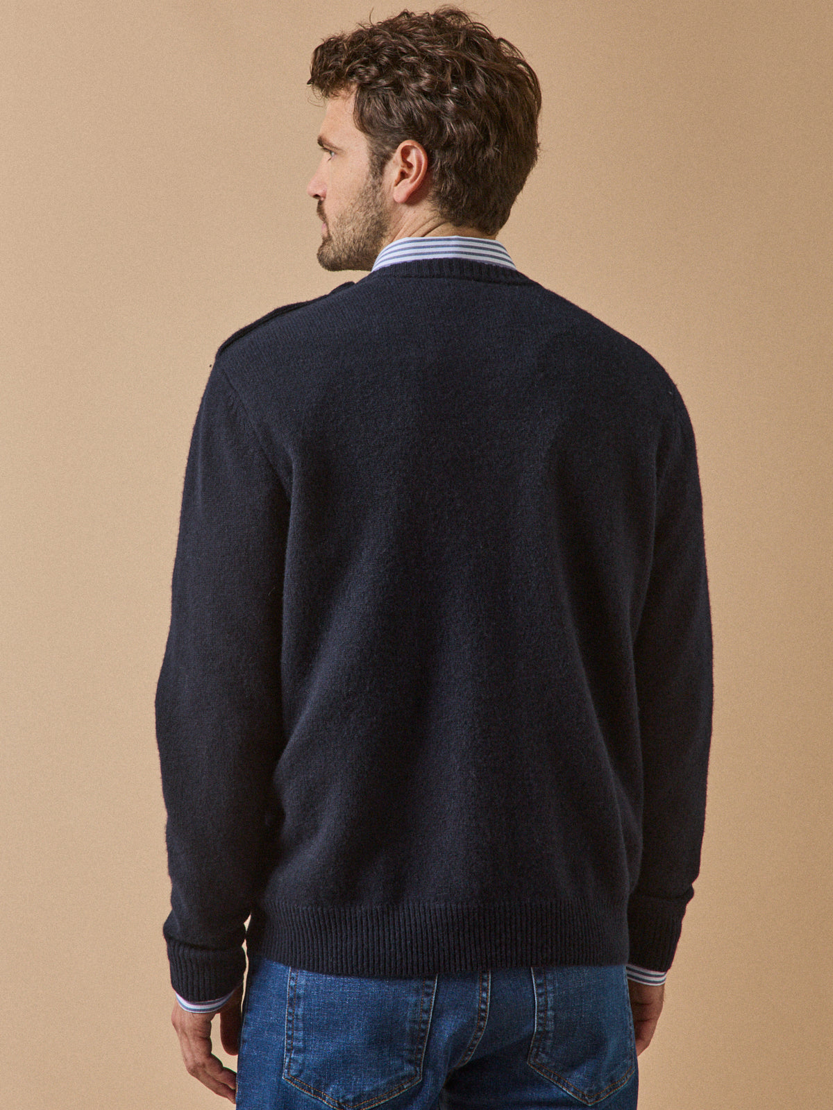 Pull boutonné laine mérinos homme