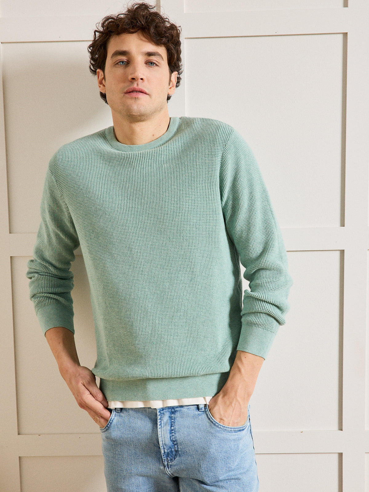 Men's honeycomb knit sweater