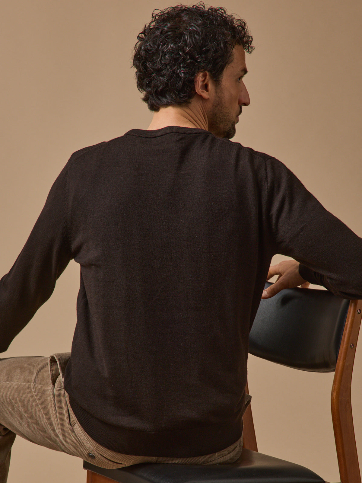 Pull fin col rond laine mérinos homme