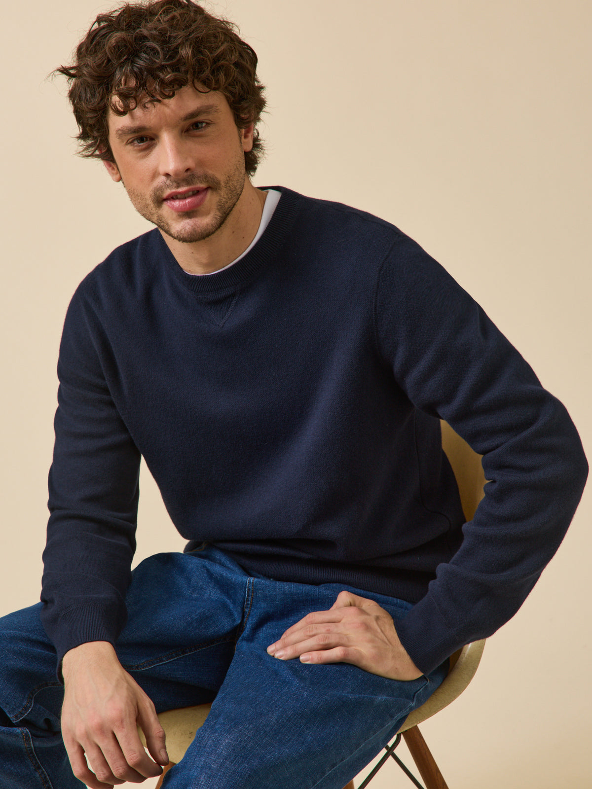 Pull effet sweat homme coton cachemire