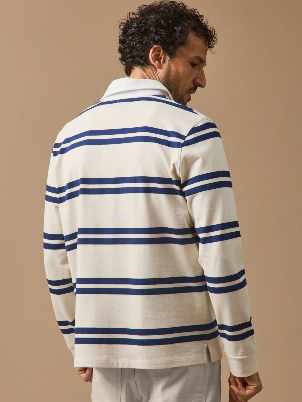 Men's striped organic cotton polo shirt