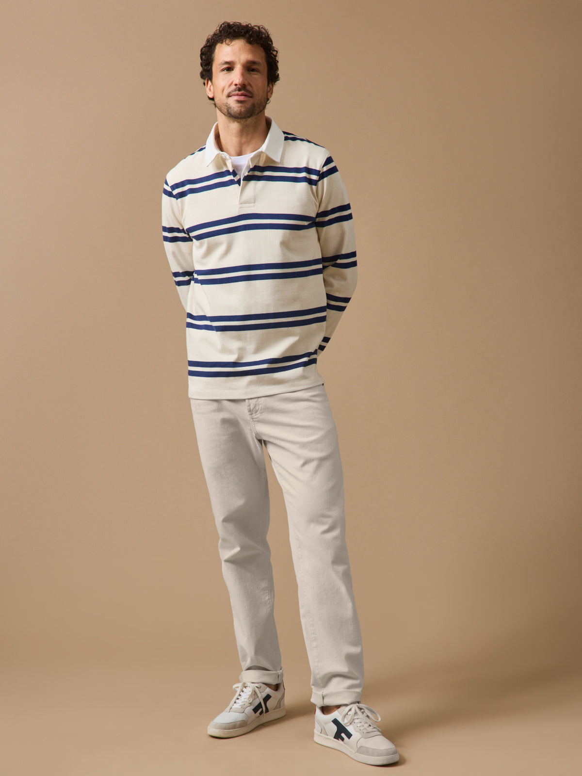 Men's striped organic cotton polo shirt