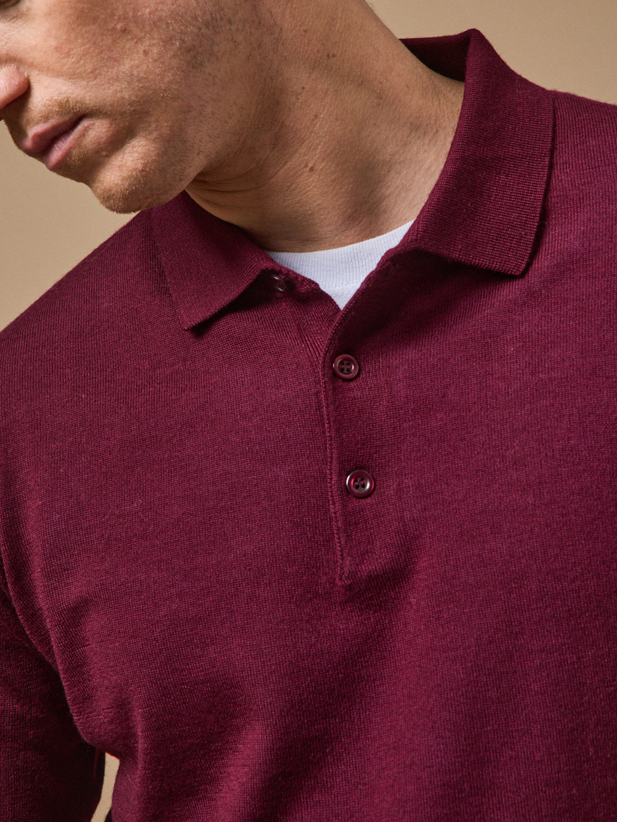 Pull fin col polo laine mérinos homme