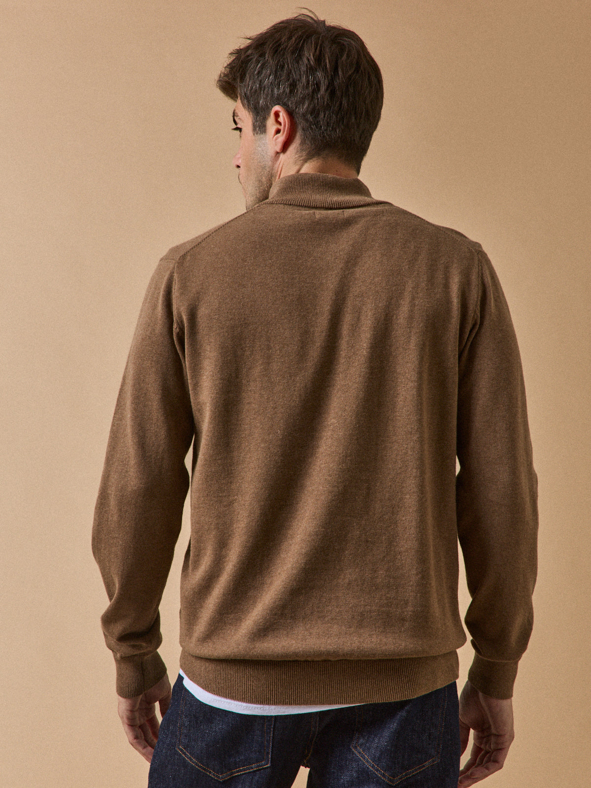 Pull col montant homme coton biologique et cachemire