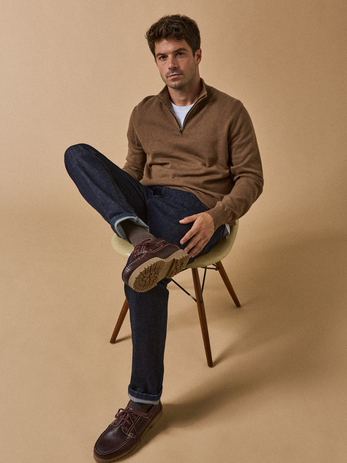 Pull col montant homme coton biologique et cachemire