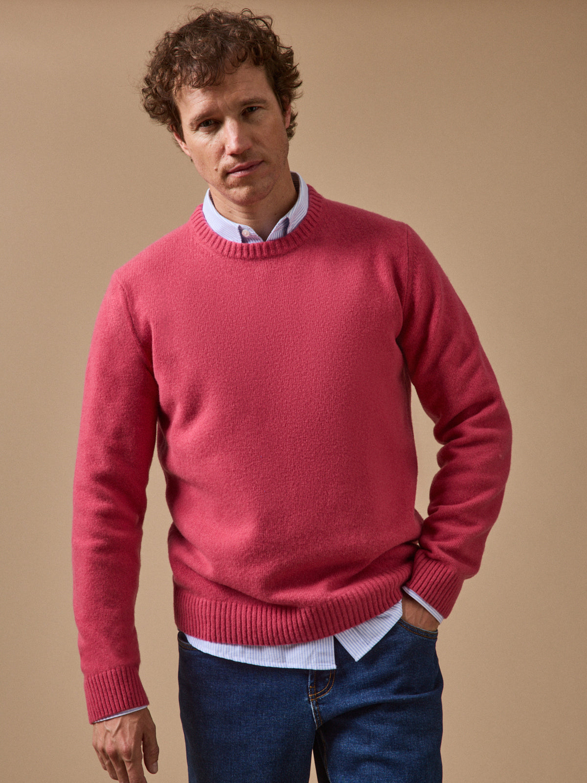 Pull col rond homme laine mélangée