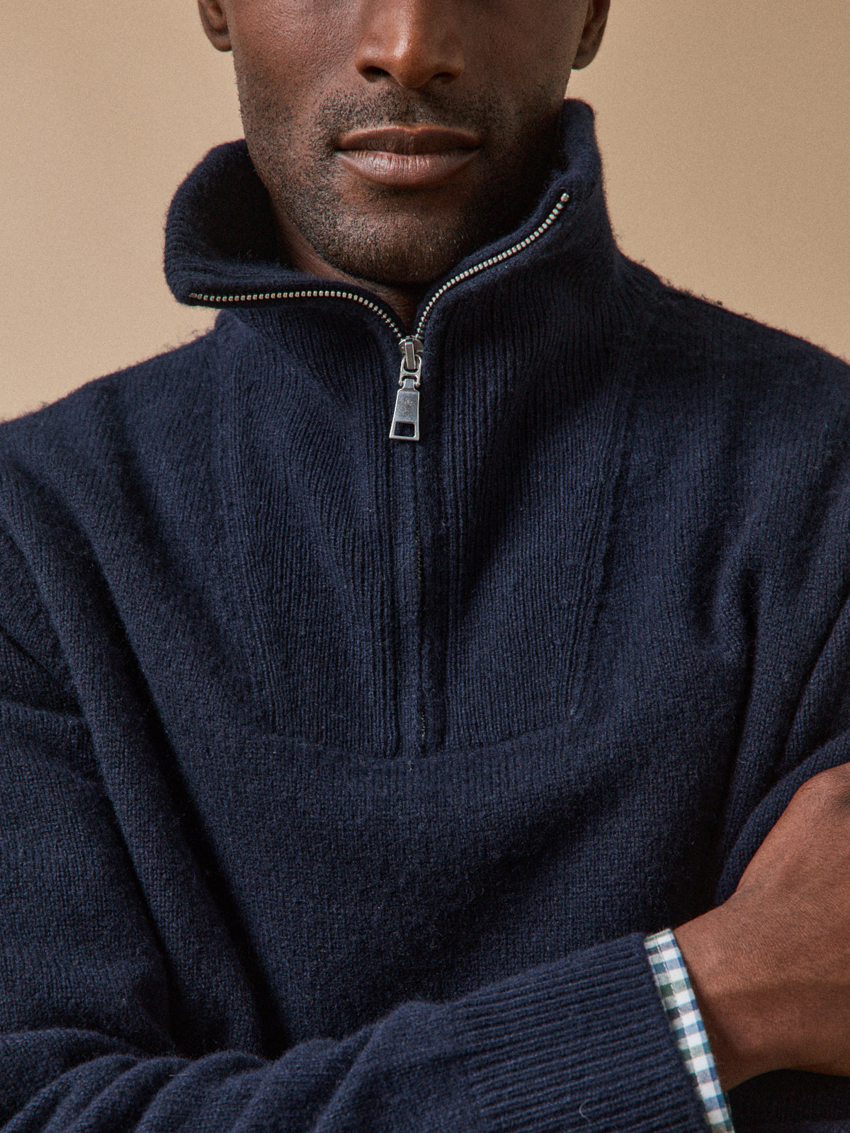 Men's merino wool sweater with high neckline