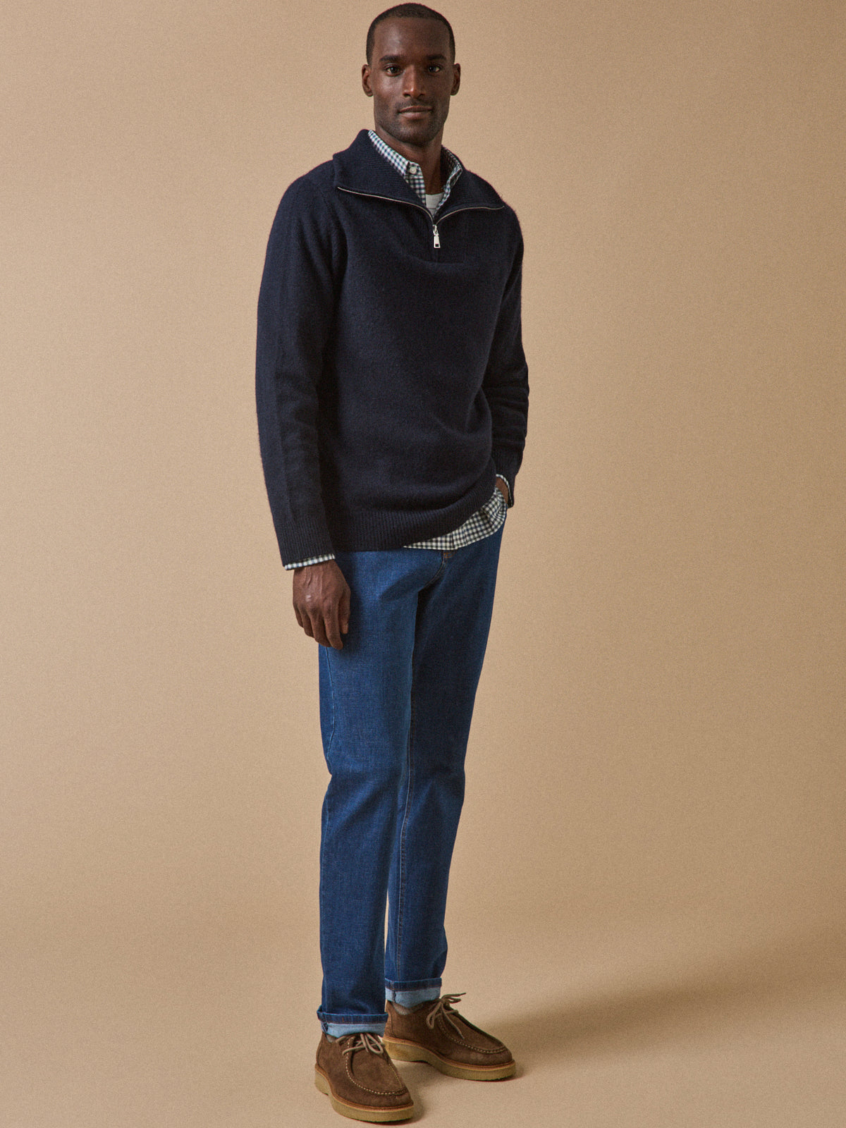 Men's merino wool sweater with high neckline